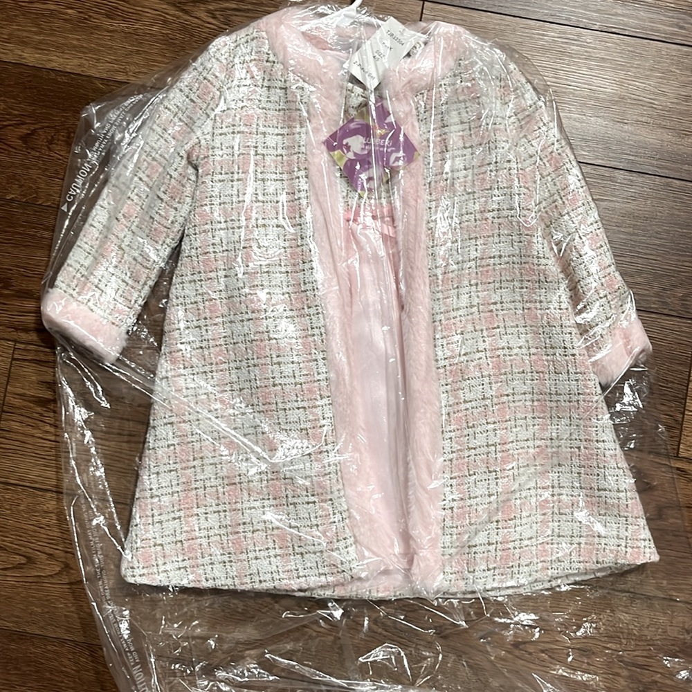 Brand new Blueberri Boulevard Baby Girls Tweed Trim Coat Set - Picture 3 of 4